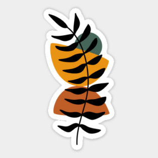 Boho Feather and Shapes, Tropical Leaves, Boho Lover Gifts for Christmas, Botanical Plants Shapes Sticker