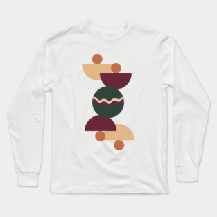 Bohemian Shapes Retro Moon, Abstract Art, Vintage Minimalist Art, Christmas Gift Idea Long Sleeve T-Shirt