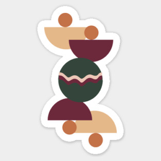 Bohemian Shapes Retro Moon, Abstract Art, Vintage Minimalist Art, Christmas Gift Idea Sticker