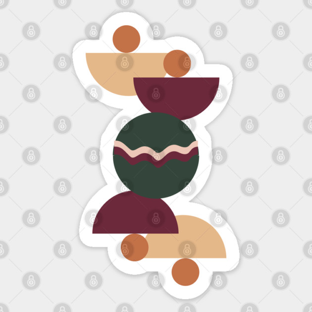 Bohemian Shapes Retro Moon, Abstract Art, Vintage Minimalist Art, Christmas Gift Idea Sticker by CrystalJ 