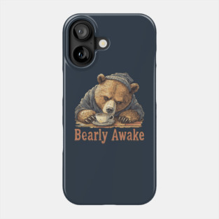 Bearly Awake Coffee Lover Bear - Comic Book Style Phone Case