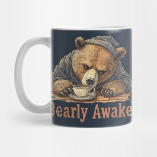 Bearly Awake Coffee Lover Bear - Comic Book Style Mug