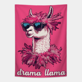 Purple Retro Drama Llama - Designed for Fancy Girls Tapestry