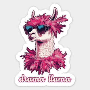 Purple Retro Drama Llama - Designed for Fancy Girls Sticker