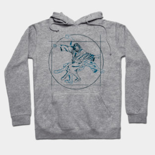 Vitruvian Dude Blue Big Lebowski The Dude Tai Chi Hoodie