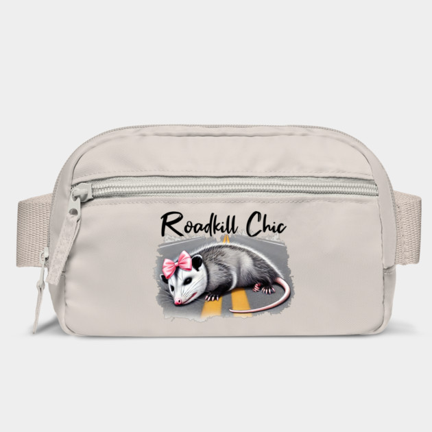Roadkill Chic funny dead possum with pink hair ribbon bow by Luxinda