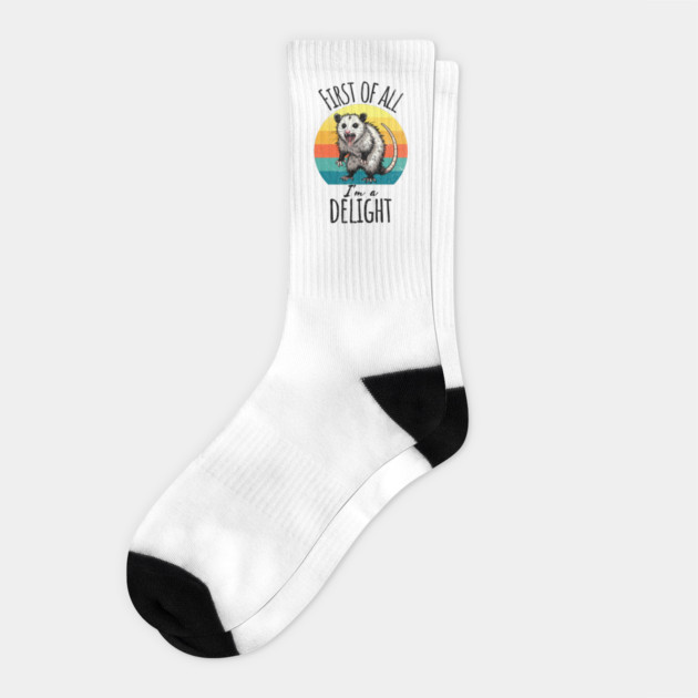 First of All I'm A Delight Hissing Angry Possum Opossum Socks by Luxinda