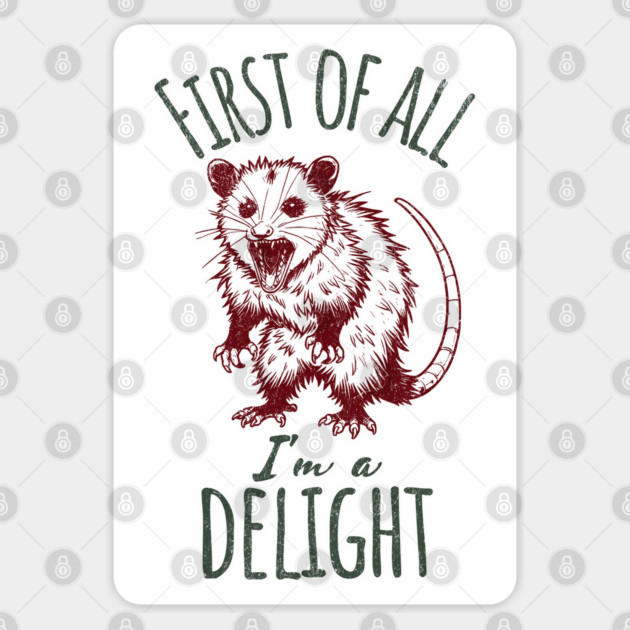 First of All I'm A Delight Hissing Angry Possum Opossum Sticker by Luxinda
