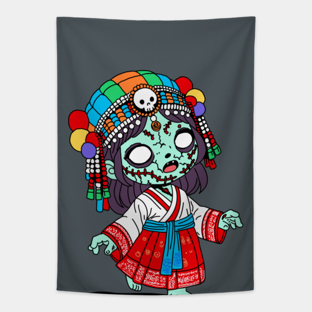 Cute Korean Zombie Tapestry by H. R. Sinclair