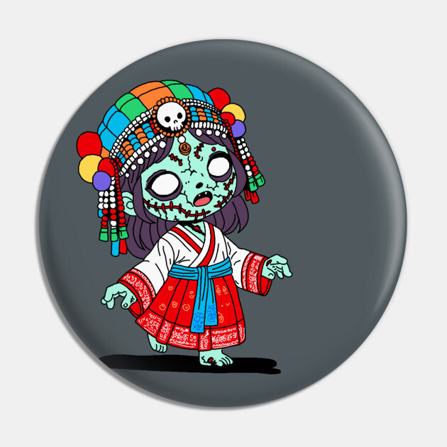 Cute Korean Zombie Pin by H. R. Sinclair
