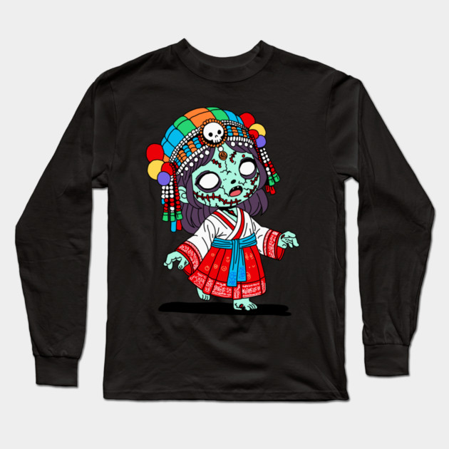 Cute Korean Zombie Long Sleeve T-Shirt by H. R. Sinclair