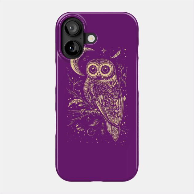 Neo Folk Owl - Boho Chic Line Art Phone Case by TuncGK