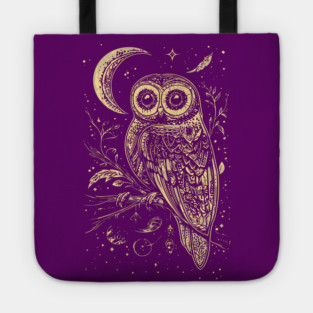 Neo Folk Owl - Boho Chic Line Art Tote