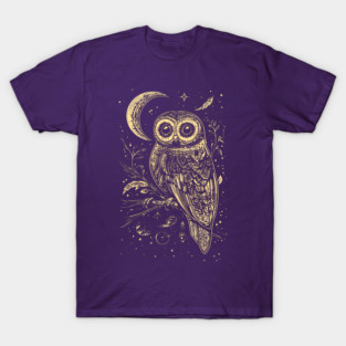 Neo Folk Owl - Boho Chic Line Art T-Shirt