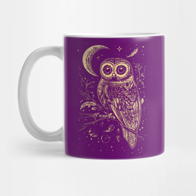 Neo Folk Owl - Boho Chic Line Art by TuncGK