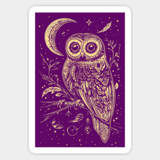Neo Folk Owl - Boho Chic Line Art Sticker