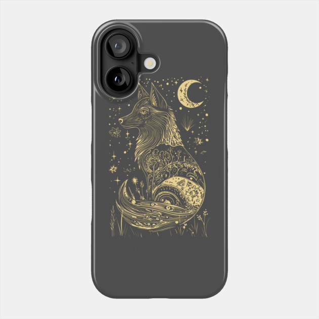 Neo Folk Wolf at Night - Boho Style Phone Case by TuncGK