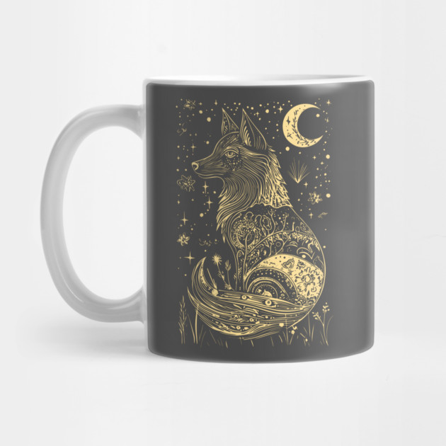 Neo Folk Wolf at Night - Boho Style by TuncGK