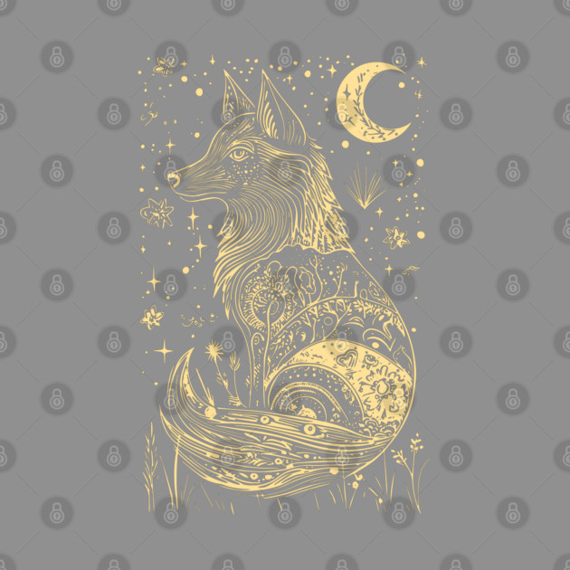 Neo Folk Wolf at Night - Boho Style by TuncGK