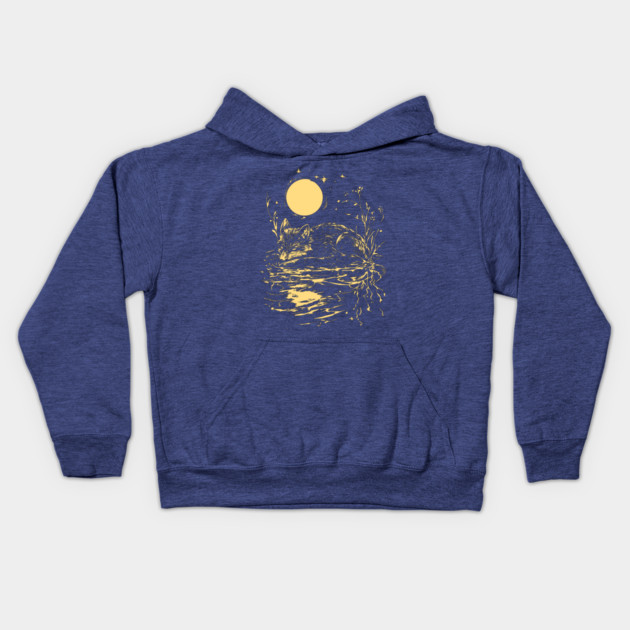 Alone at Night - Neo Folk Fox Sleeping Kids Hoodie by TuncGK