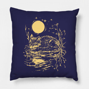 Alone at Night - Neo Folk Fox Sleeping Pillow