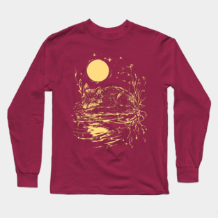 Alone at Night - Neo Folk Fox Sleeping Long Sleeve T-Shirt