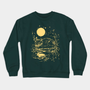 Alone at Night - Neo Folk Fox Sleeping Crewneck Sweatshirt