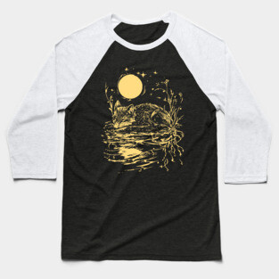 Alone at Night - Neo Folk Fox Sleeping Baseball T-Shirt
