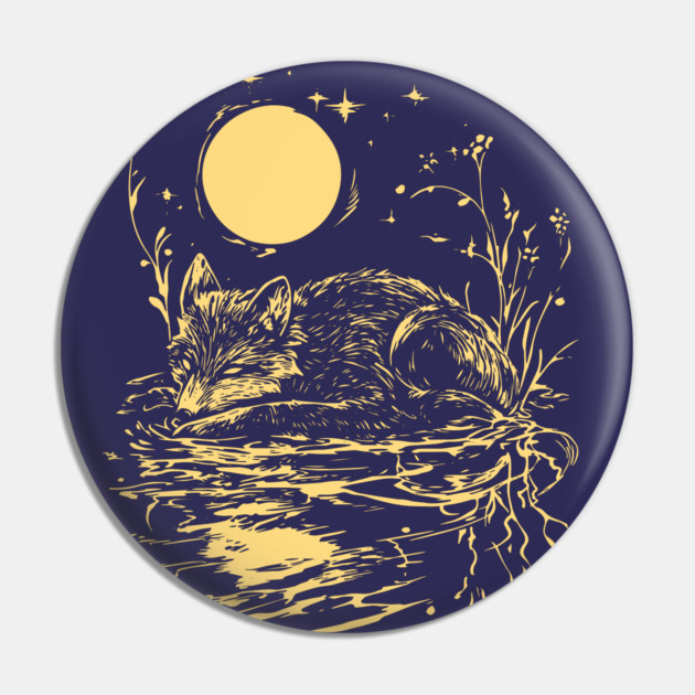 Alone at Night - Neo Folk Fox Sleeping Pin by TuncGK