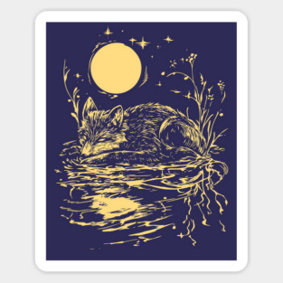 Alone at Night - Neo Folk Fox Sleeping Sticker