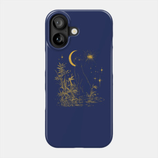 Neo Folk Cat - Full Moon at Night Phone Case