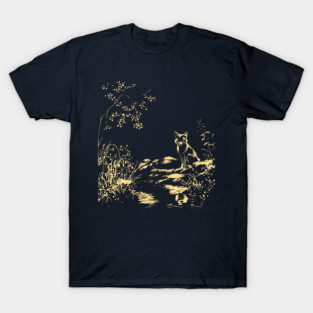Alone in the Dark Forest - Neo Folk Fox Design T-Shirt