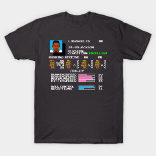 Bo Jackson - TECMO Football Video Game Stats T-Shirt