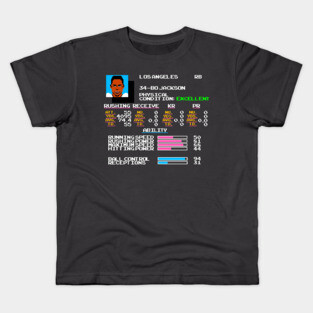 Bo Jackson - TECMO Football Video Game Stats Kids T-Shirt
