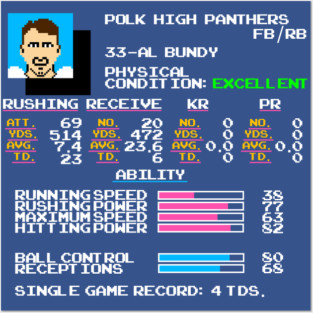 Al Bundy - Polk High TECMO Football Video Game Stats Posters and Art