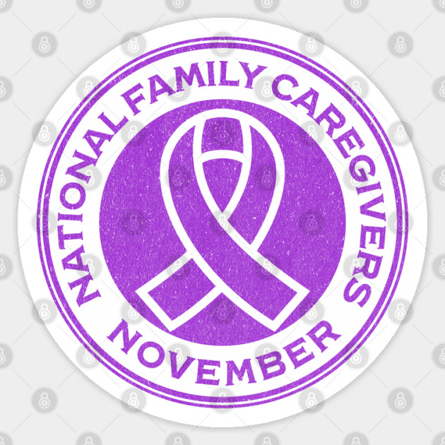 National Family Caregivers Awareness November Purple Ribbon Sticker by Yesteeyear