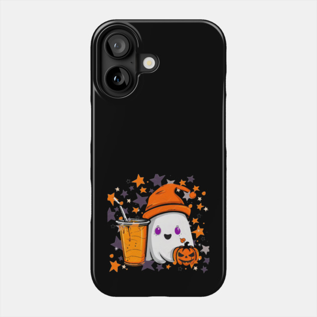 Cute Ghost Pumpkin Spice Drink Phone Case by Db Printed