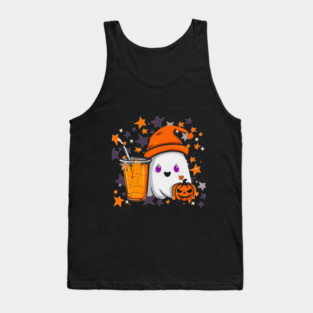 Cute Ghost Pumpkin Spice Drink Tank Top