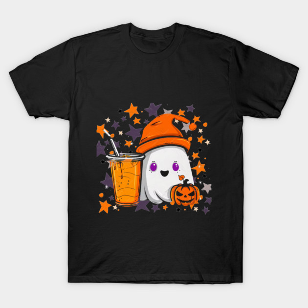 Cute Ghost Pumpkin Spice Drink T-Shirt by Db Printed