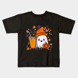 Cute Ghost Pumpkin Spice Drink Kids T-Shirt