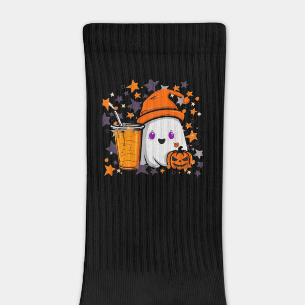 Cute Ghost Pumpkin Spice Drink by Db Printed