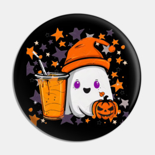 Cute Ghost Pumpkin Spice Drink Pin