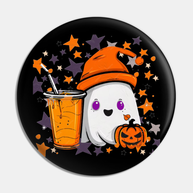 Cute Ghost Pumpkin Spice Drink Pin by Db Printed