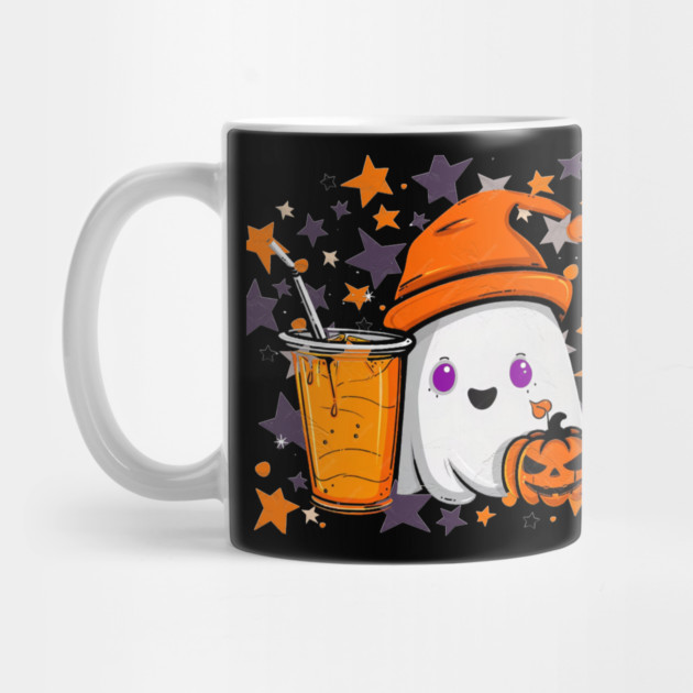 Cute Ghost Pumpkin Spice Drink by Db Printed
