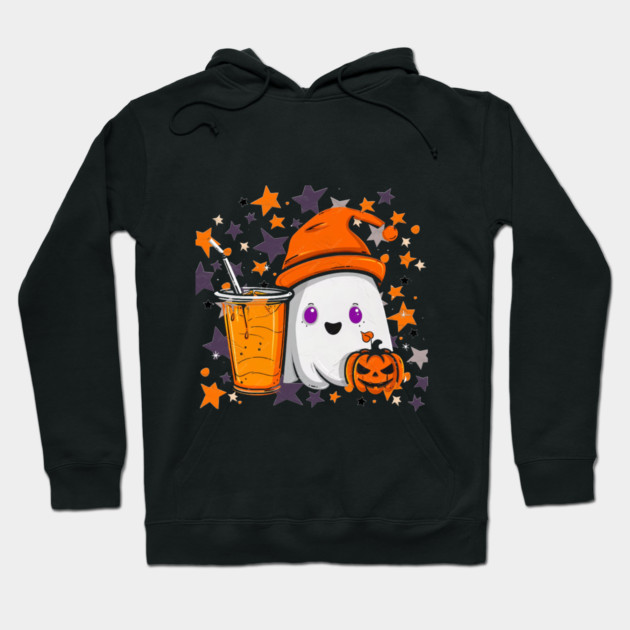 Cute Ghost Pumpkin Spice Drink Hoodie by Db Printed