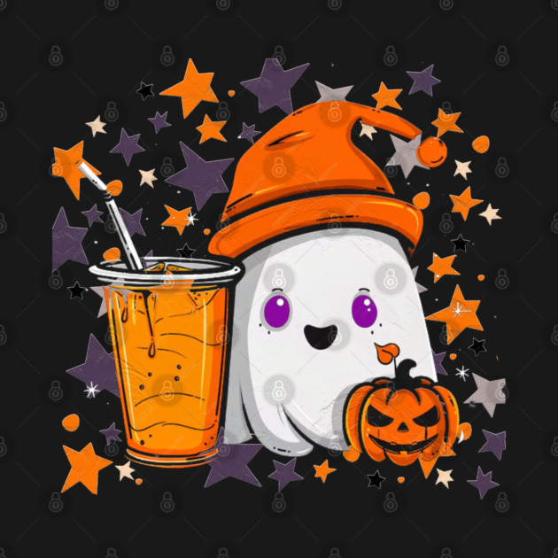 Cute Ghost Pumpkin Spice Drink by Db Printed
