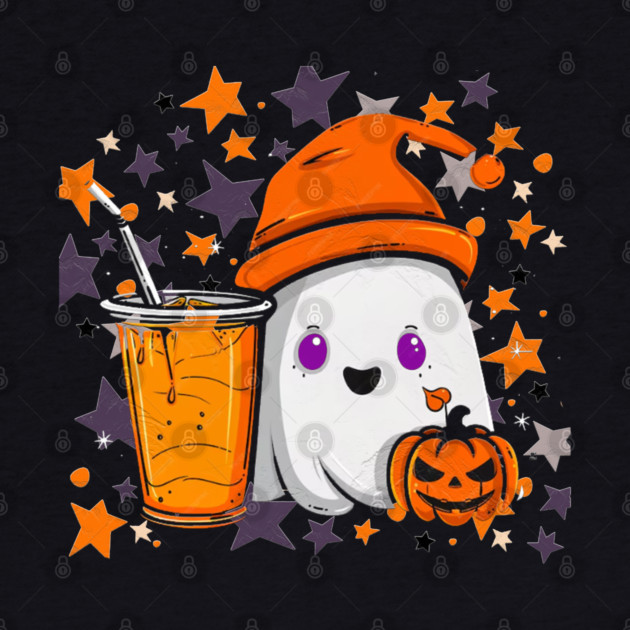 Cute Ghost Pumpkin Spice Drink by Db Printed
