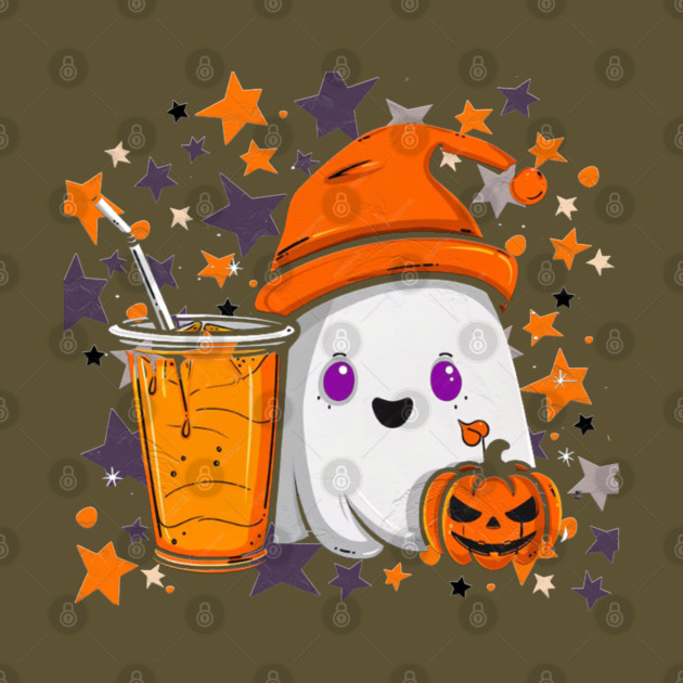 Cute Ghost Pumpkin Spice Drink by Db Printed