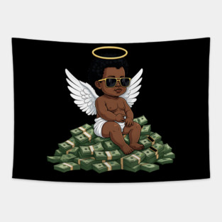 Get Money Black Angel Tapestry