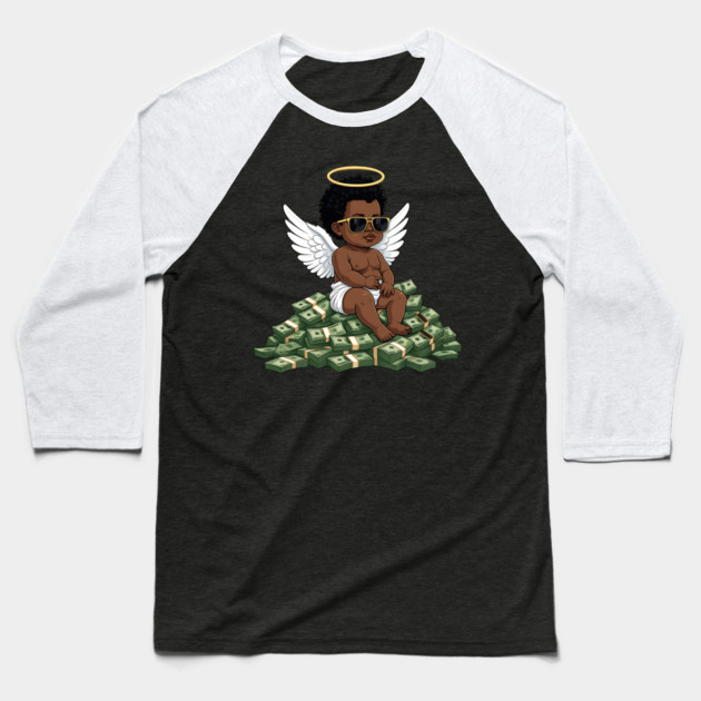 Get Money Black Angel Baseball T-Shirt by UrbanLifeApparel